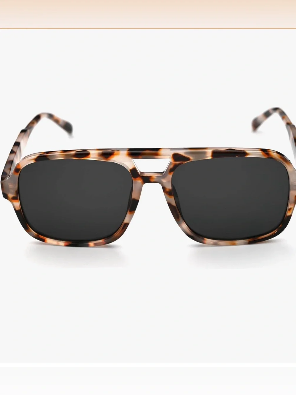 Retro 70s Style Oversized Aviator Sunglasses -Tortoise Shell Frame grey lenses